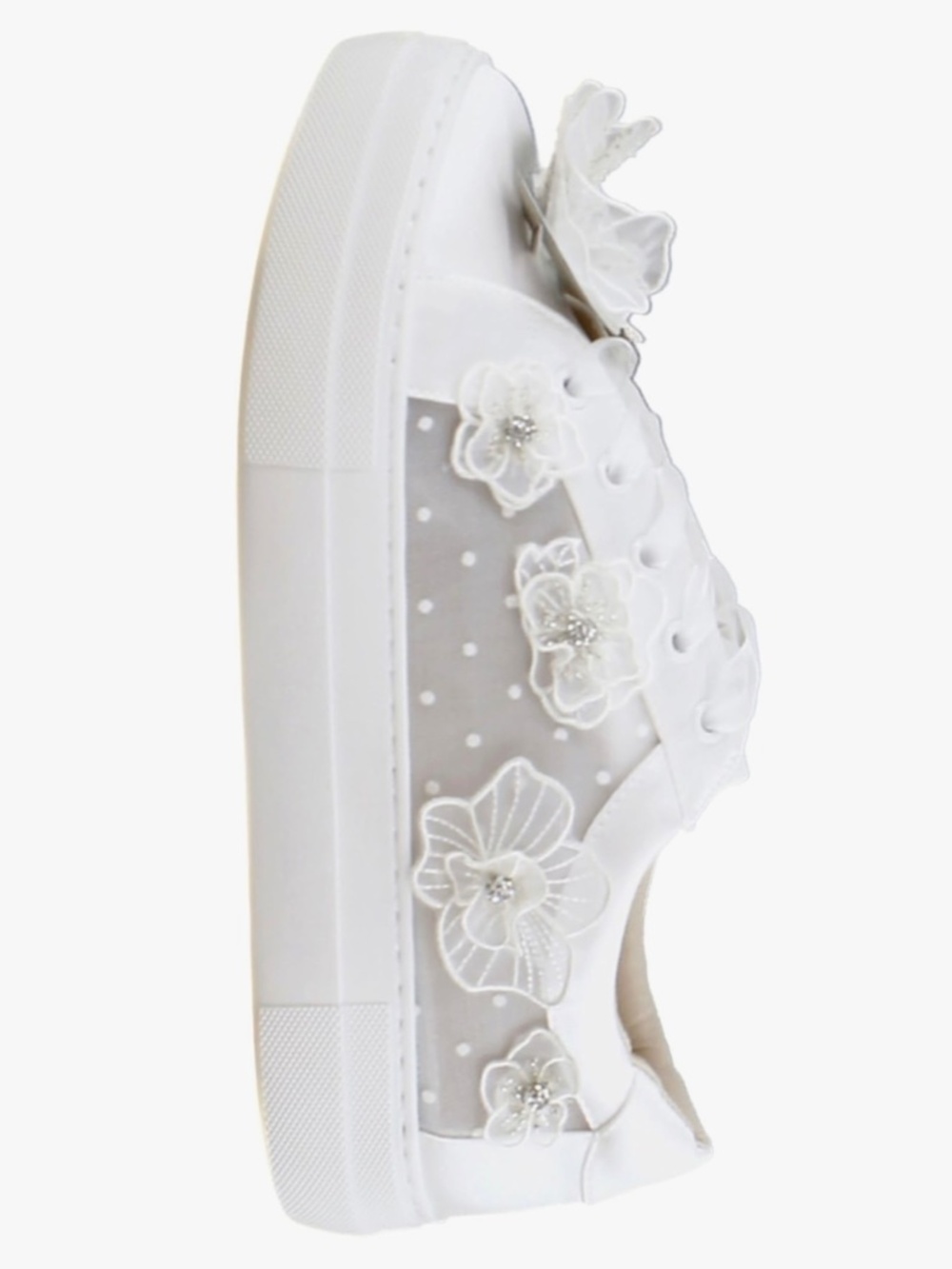 Betsy Johnson SB-Pryce Ivory Sneakers with 3D Flowers 9.5  Lace Up NWT